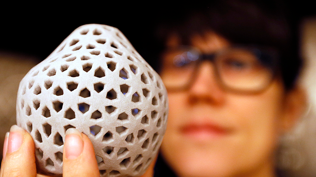 A 3D-printed biscuit made from insect flour at the Wellcome Collection in London. Photo: AP